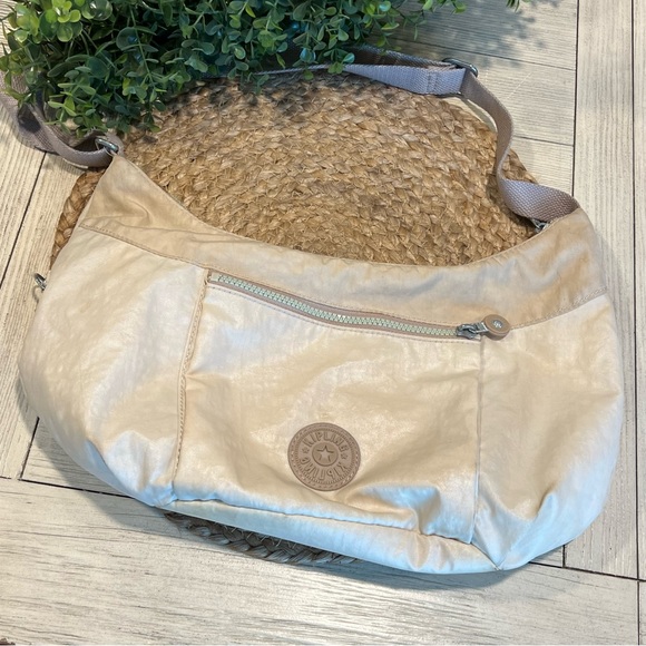 Kipling Bags Kipling White And Khaki Boho Shouldercrossbody Bag